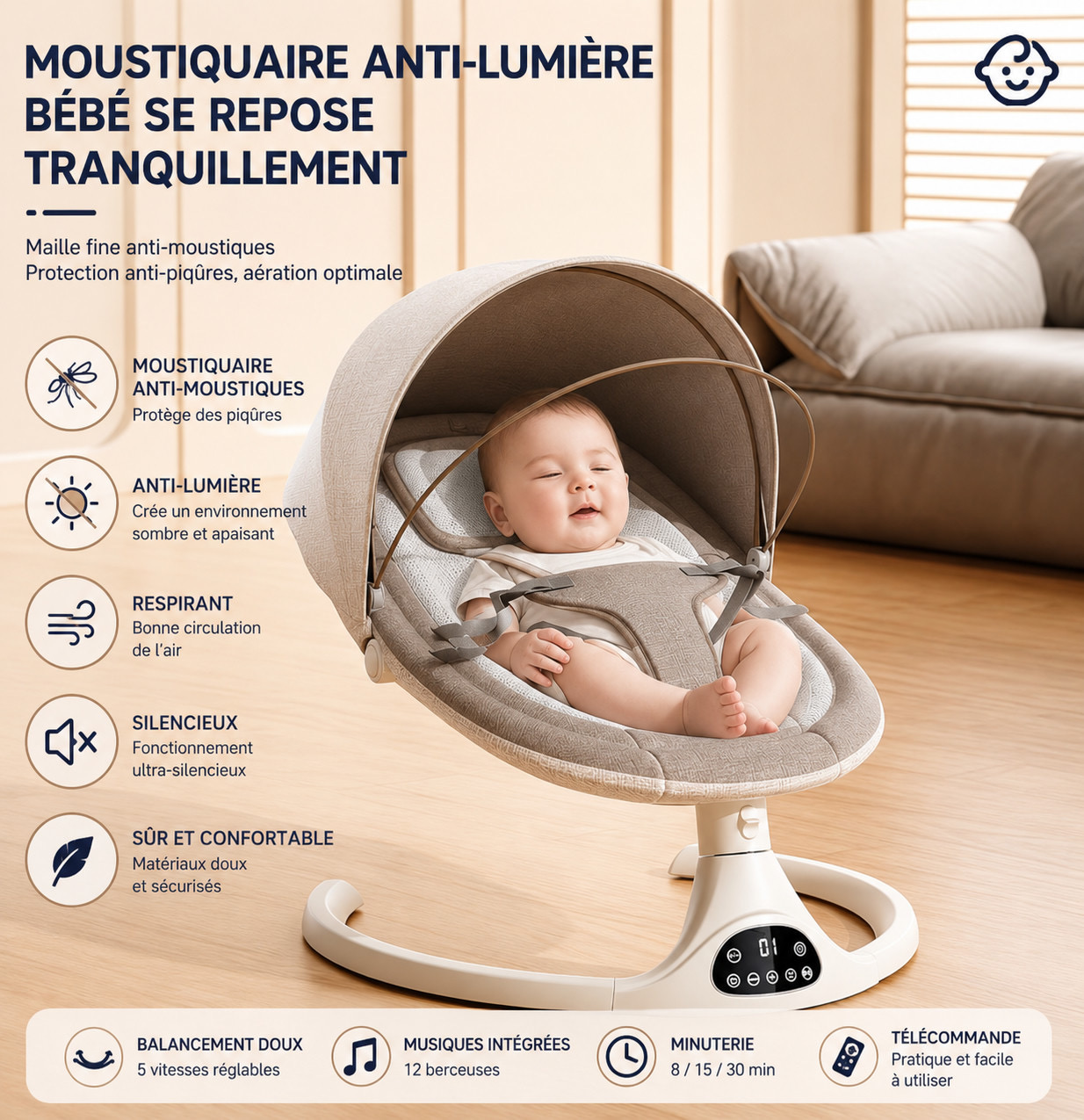 Transat balancelle électrique bébé